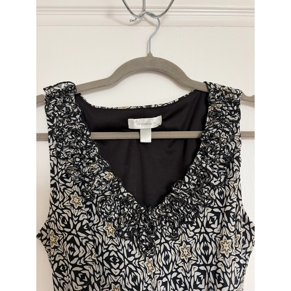 Midi Dress Fairy Whimsigoth Dressbarn Women 10 Black White Ruffle Tiered Belt - Picture 2 of 5